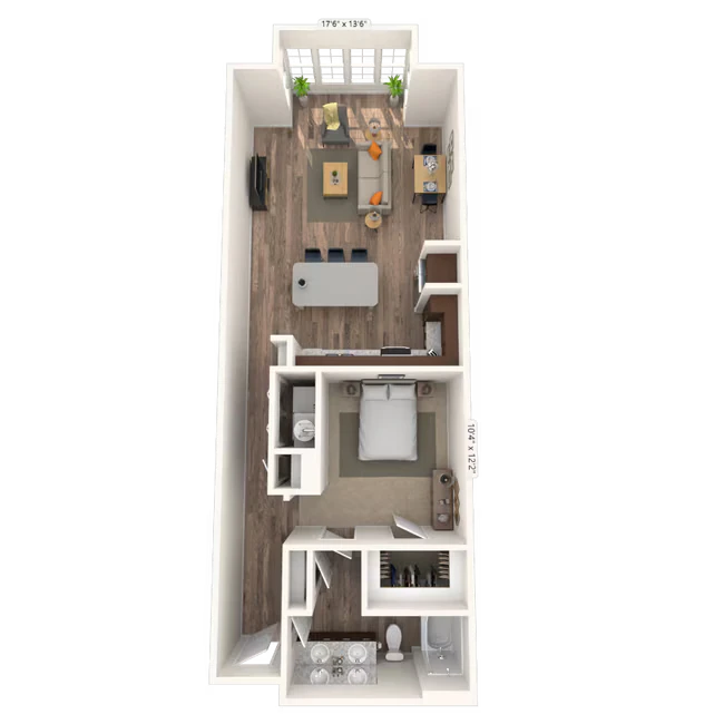 Traditional 1x1 749-982 SF 328 floor plan